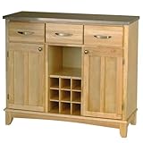 Home Styles Furniture Large Natural Base and Stainless Steel Top Buffet Kit ....