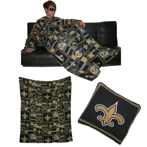 Nfl New Orleans Saints Blanket With Sleeves Folds Into A Pillow