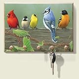 Rail Bird Cardinal JAY Wooden KEY Rack Leash Hook
