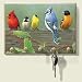 Rail Bird Cardinal JAY Wooden KEY Rack Leash Hook