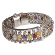 Silver Bracelets for Women Multi Gemstone Jewelry Dia 2.1 inches (brclt283)