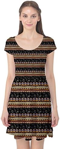 KidsWow Womens Colorful Stone Ages Dinosaurs Cap Sleeve Dress - M