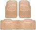 OxGord Diamond All-Weather Rubber Floor-Mats - Waterproof Protector for Spills, Dog, Pets, Car, SUV, Minivan, Truck - 3-Piece Set, Beige