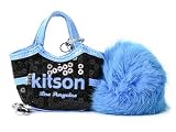 KITSON キットソン 携帯ストラップ キーホルダー KCH0020 BLACK/BLUE ブラック×ブルー スパンコール ボンボン付き[並行輸入品]