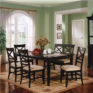 Metropolitan 7 Piece Rectangular Dining Set in Black Finish by