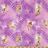 44'' Wide Fairies & Leaves Lilac Fabric By The Yard