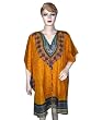 Ethnic Print Satin Crepe Caftan Short Kimono Sleeve Tunic Kaftan
