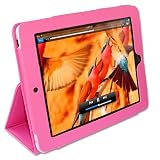 New first2savvv pink leather case pouch for Apple iPad 2 with multi viewing angle
