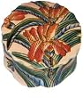 Hand painted round chinese porcelain trinket box with lid - pink iris design