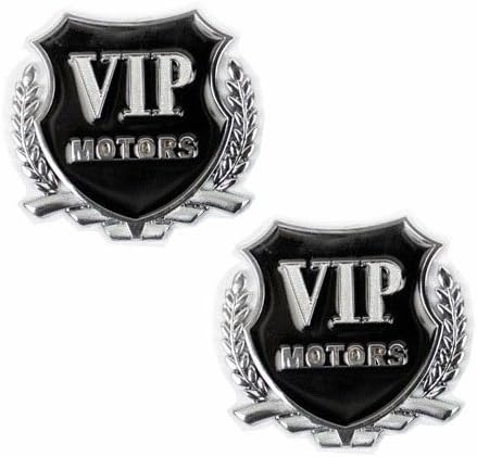 (2) 3D VIP Logo Badge Emblem Style JDM Euro Cool Funny Car Decal or Sticker, Silver