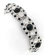 Silvertone Clear and Black Rhinestone Stretch Bangle Bracelet