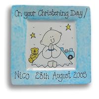 Blue christening plate