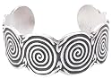 Hypnotic Detailed Labyrinth Silver Tone Pewter Cuff Bracelet