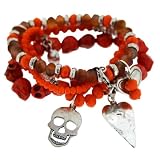 Produkt-Bild: Sweet Deluxe Damen-Stretcharmband Modern Skull orange 18 cm 00313