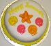 Gourmet Food : Carrot Decorated Cake Single Layer 8" RoundTopped with Mixed Fruit Sea Shell and Starfish Gummies