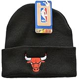 Chicago Bulls Black "Logo Only" Beanie Hat - NBA Cuffed Cap