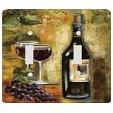 Red Wine and Grapes Decorative Double Switchplate Cover