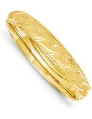 14k Yellow Gold 7/16 Laser Cut Hinged Oval Bracelet Bangle. Metal Wt- 12.89g