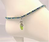 Anklet - A30 - Swarovski (tm) Crystal - Stretch ~ Caribbean w/ Lime Mule