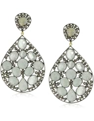 Amrapali 14k Gold and Sterling Silver Aquamarine and Diamond Earrings
