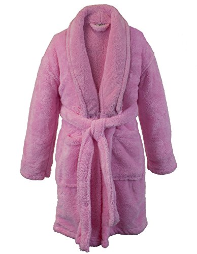 Kids Microfiber Fleece Shawl Robe - Girls - Pink - Medium