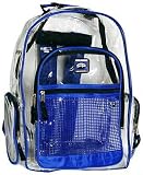TrailMaker Clear PVC School Backpack/ Outdoor Backpack with Blue Trim