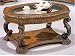 Antique Finish Glass Inlay Top Coffee Table By Coaster Furniture