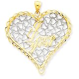 14k & Rhodium I Love You Hearts in Heart Pendant