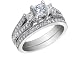 Three Stone Princess Cut Diamond Engagement Ring & Wedding Band Set 1.0 Carat (ctw) in 14K White Gold
