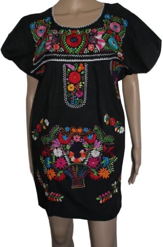 Lily Cruz Women's Embroidered Mexican Peasant Half Mini Dress