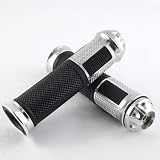 Silver Tone Rubber Gel Handlebar Mount Gear Grips 7 8 with Billet Bar End Caps Plugs... by Astra Security