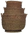 Natural Hand Woven Seagrass Round Baskets Lg=19.5"Dx16"H Set of 3