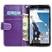 Nexus 6 Case, Nexus 6 flip Case, E LV nexus 6 Case Cover - Deluxe PU Leather Flip Wallet Case Cover for Google nexus 6 with 1 Stylus - PURPLE