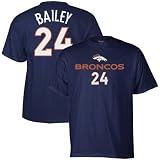 Reebok Denver Broncos #24 Champ Bailey Navy Blue Player T-shirt