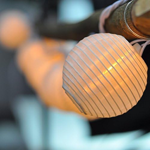 HKSL Set of 10 Chinese Style Nylon Lantern String Lights,Waterproof Warm White Color LED Lights Perfect for Patio Wedding Outdoor and Indoor Use,Plug-in Connectable and Expandable up 215ft Long/220 Lights