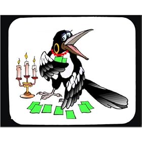 Decorated Mouse Pad with the image of: tarot, cards, crow, teller, fortune, madame, candles