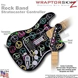 Kearas Peace Signs on Black WraptorSkinz Skin fits Rock Band Stratocaster Guitar for Nintendo Wii, X