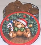 Gourmet Food : Scott's Cakes 1 lb. Christmas Ginger Snap Cookies in a Teddy Bear Tin