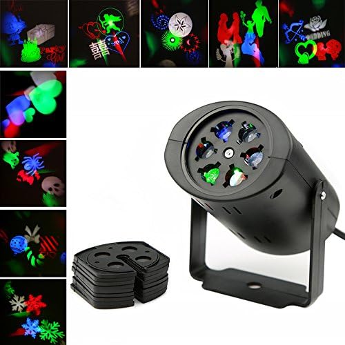 [Upgraded Version Card Light] SMALI Mini landscape projector holiday Party Lights Rotating Rgb Stage Lighting with 9PCS Switchable Lens for Christmas,Halloween,Valentine's Day,Wedding,Party etc