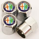Set of 4 Alfa Romeo Logo Chrome Tire Valve Stem Caps (Made of Metal)