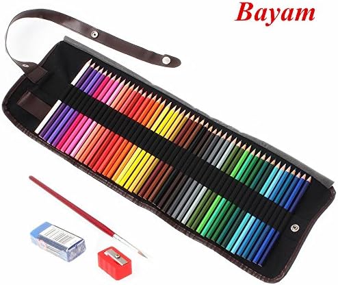 Bayam Colored Pencils for Adults and Kids-48 Colors Best for Coloring &amp; Colored Pencil Art - Water Coloring Pencils with Case, Sharpener, Eraser &amp; Blending Brush - Great for Layering &amp; Blending