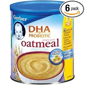 Gerber Oatmeal Cereal (with DHA), 8-Ounce Canisters (Pack of 6)