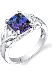 Simulated Alexandrite Ring Sterling Silver Rhodium Nickel Finish 2.75 Carats Sizes 5 to 9
