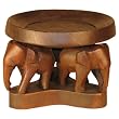 Handmade Decorative Asian Elephants Dish With Dark Walnut Finish (Thailand)