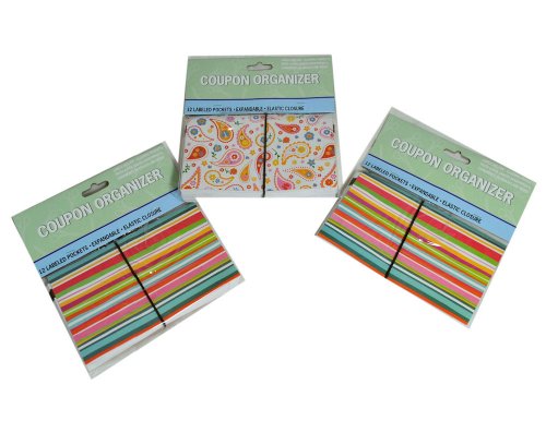 3 Expandable File Labeled 12 Pocket Coupon Organizers
