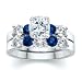 Jewelry : 2.50 CT CUSHION DIAMOND W ROUND BLUE SAPPHIRE RING SET