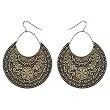 Burnished Gold Etched Floral Earrings