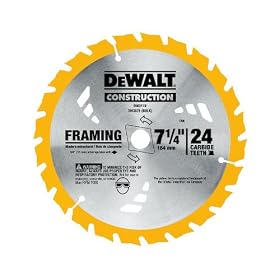 DEWALT DW3578 Series 20 7-1/4-Inch 24 Tooth ATB Thin Kerf Framing Saw Blade with 5/8-Inch and Diamond Knockout Arbor