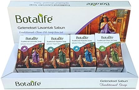 Olive Oil Castile Soap 4 Bar Gift Box Traditional Natural Herbal Turkish Soap (4 x 80g)