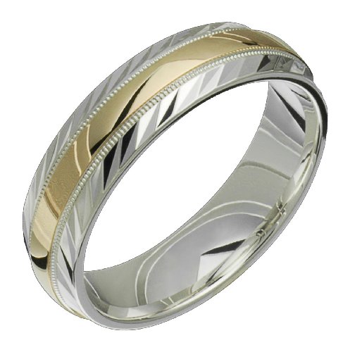 Laliqua - Elegant Two Tone Comfort Fit Wedding Band for Him & Her! Custom Made! Choose your Size.